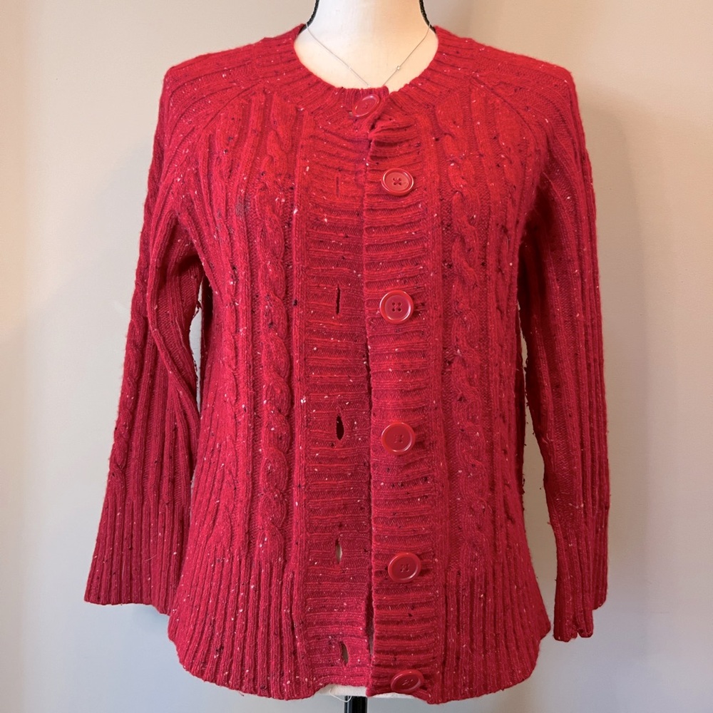 Women’s Vintage Nine & Company Wool / Angora Red 6 button cardigan LARGE